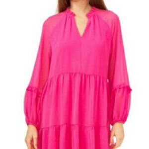 Vince Camuto Hot Pink Midi Long Sleeve Dress